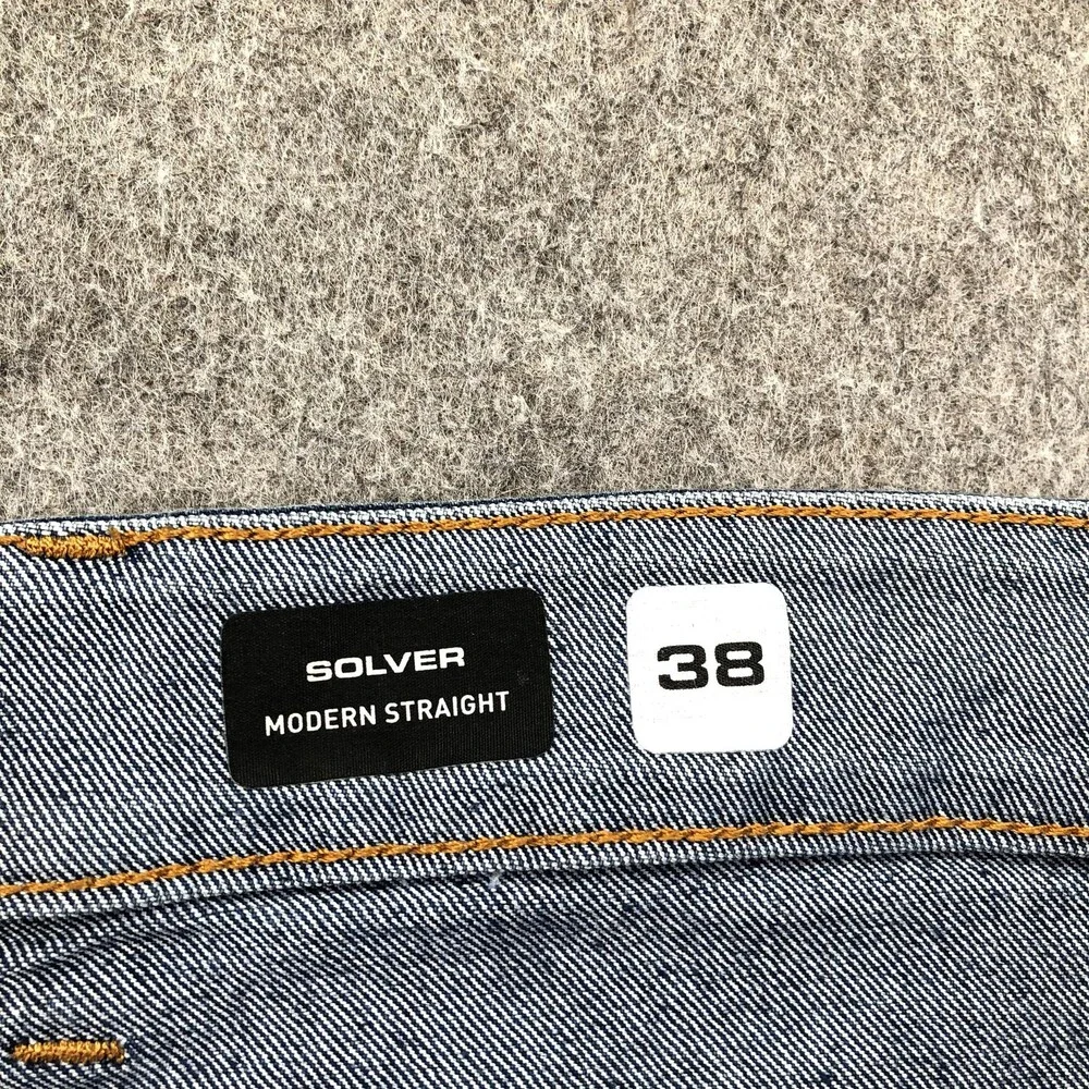 Volcom Jeans Mens 38x32 Blue Solver Modern Straight Medium Wash Denim Pants